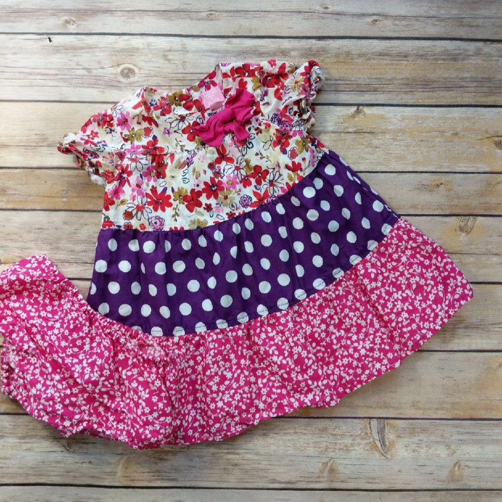 Made With Love by Place Adorable Floral Dot Dress 6-9M